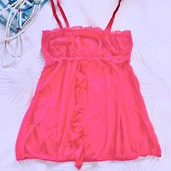 Sexy Pink Valentine Babydoll Lingerie Heart Cut Out - Picture 6 of 6